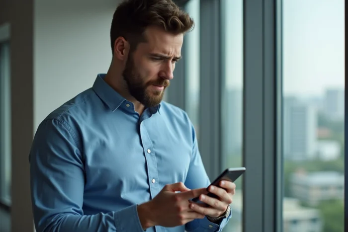 Homme accédant à son espace locataire MyFoncia depuis une application mobile pour consulter ses documents